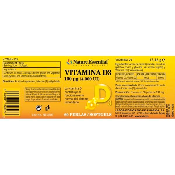 Vitamina D3 60 perlas - Imagen 2