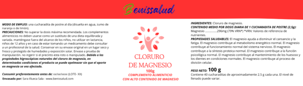 ETIQUETA CLORURO DE MAGNESIO